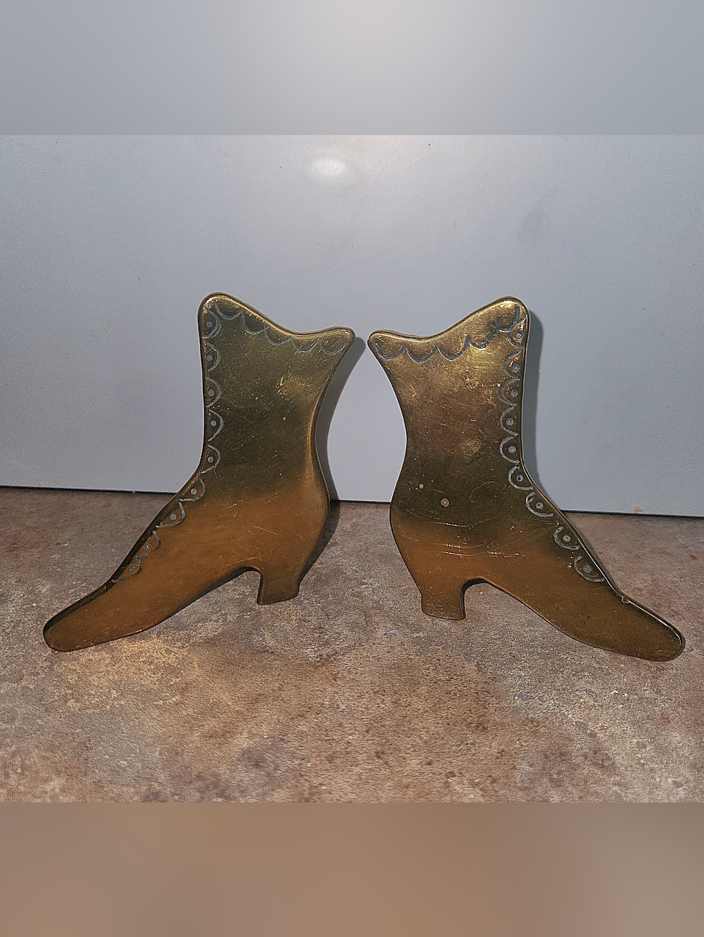 Antique Solud Brass Victorian Mantle Chimney Boot Ornaments Home Decor